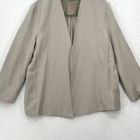 ENZA COSTA Twill Relaxed Blazer Womens Small Stone Wrap Belted Oversized Linen - Picture 9 of 16